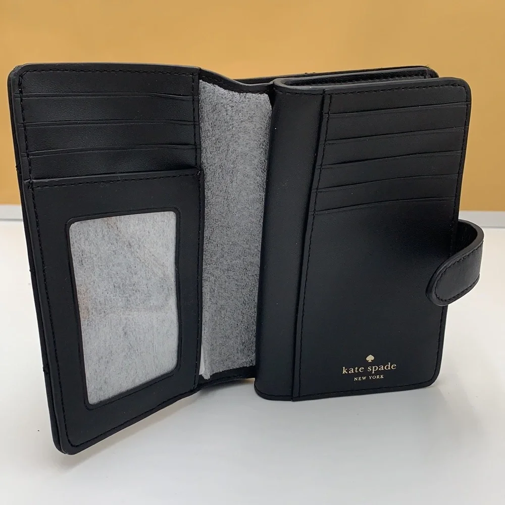 KATE SPADE Carey Medium Compact Bifold Wallet BLACK COLOR - Picture 8 of 14